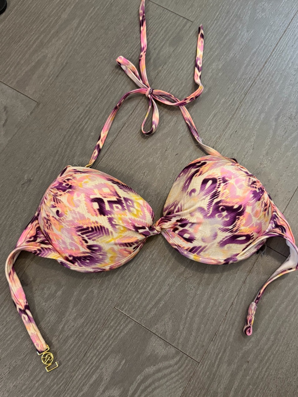 Victoria secret 34D Push-Up Halter Bikini Top in Pink & Purple Print